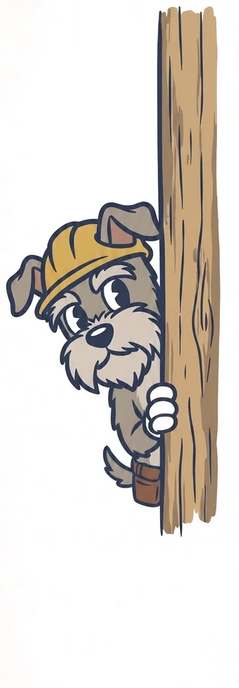 Beauregard peeking around a post to check on you